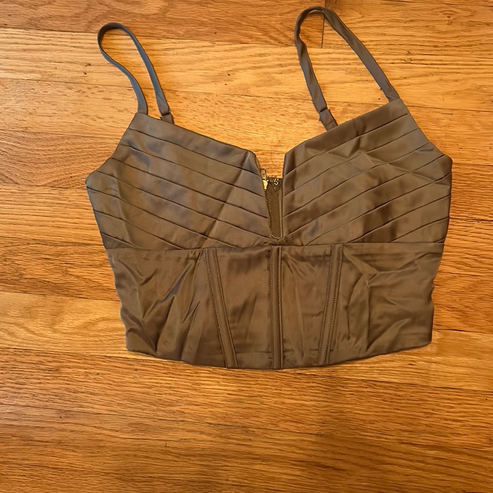 Green corset crop top